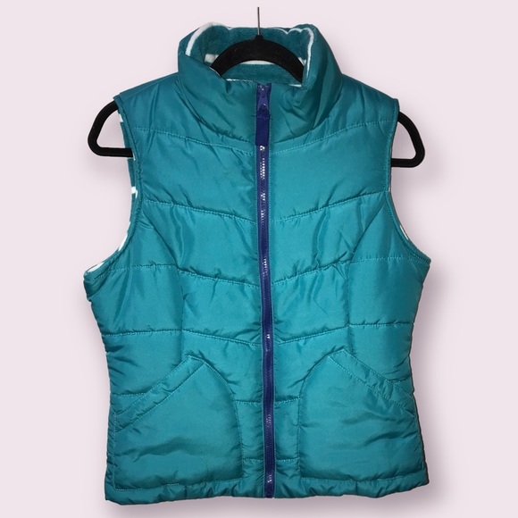 EVERLAST Womens Fleece Lined Puffer Teal Vest Jacket Size Medium - Picture 1 of 12